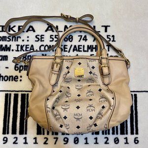 MCM All Over Logo Print Leather Crossbody Handbag